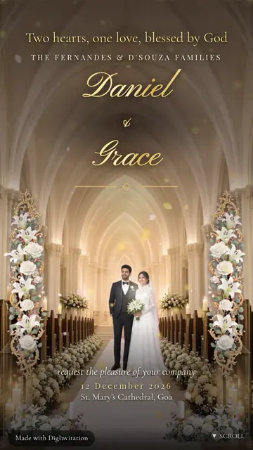 Christian – Royal Ivory Cathedral wedding invite design