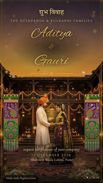 Marathi – Royal Peshwai Wada wedding invite design