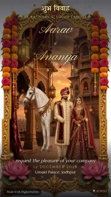 Rajasthani / Marwari – Maharaja Palace Night wedding invite design